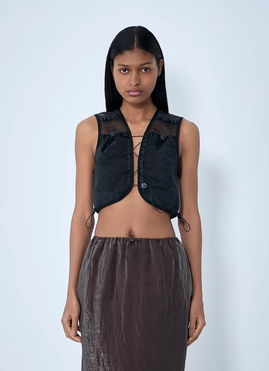Mesh Panel Crop Top