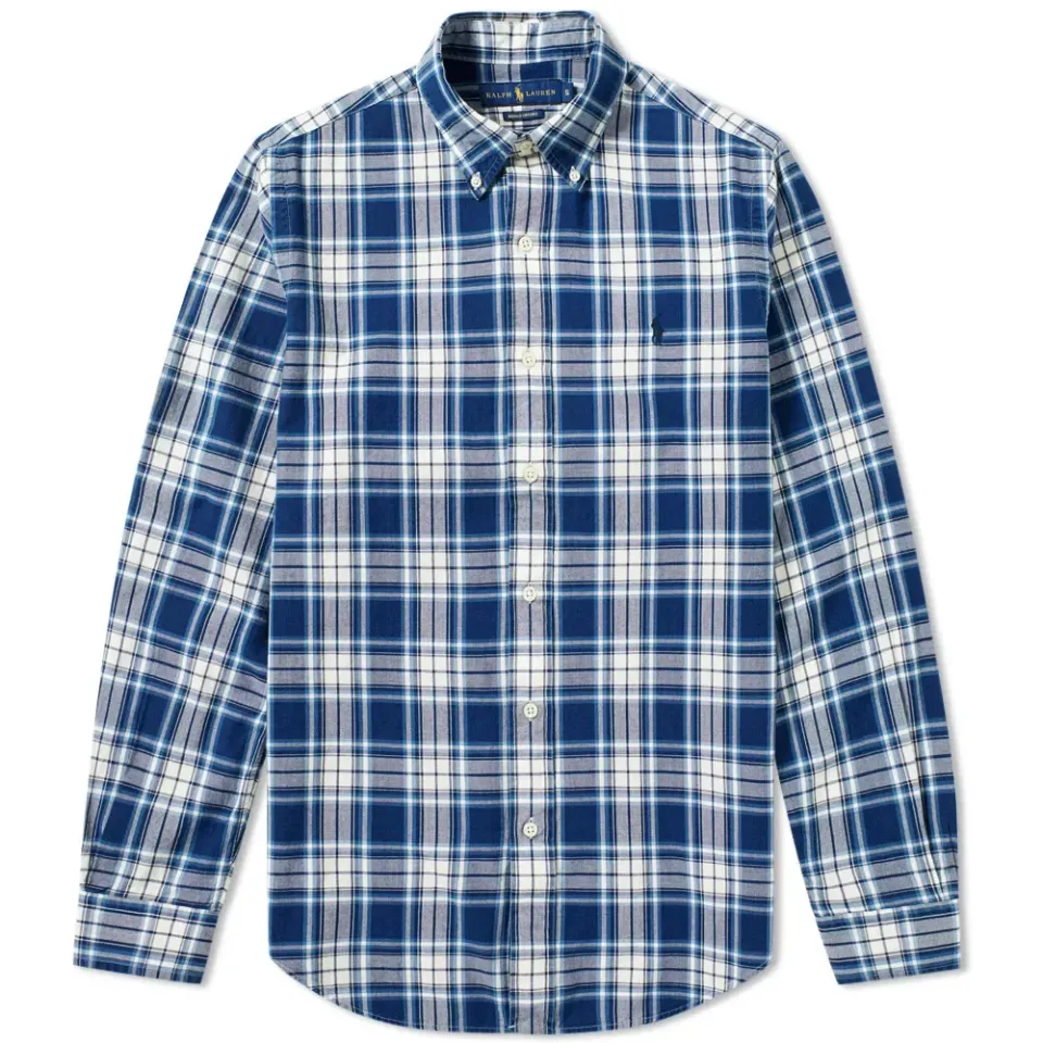 Custom Fit Button Down Check Oxford Shirt
