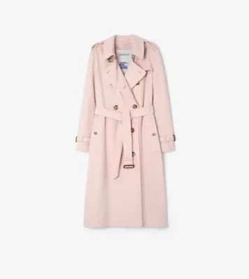 Long Cashmere Kensington Trench Coat in Bouquet pink