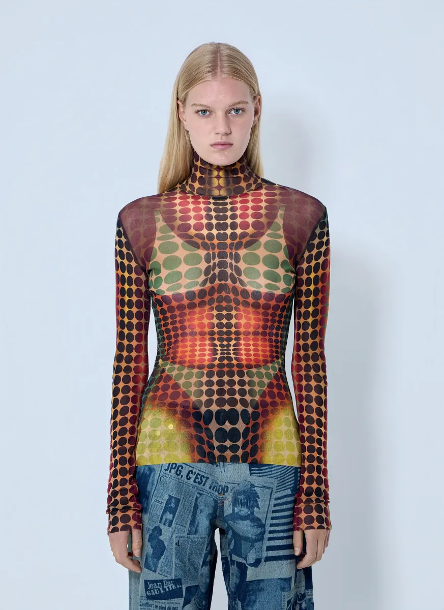 Re-Edition The Brown Dots Mesh Top