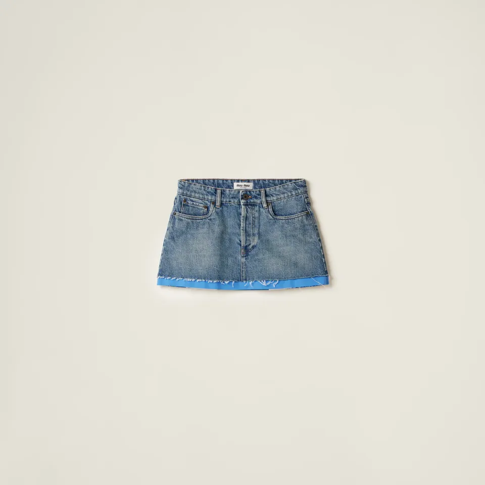 Denim and poplin miniskirt