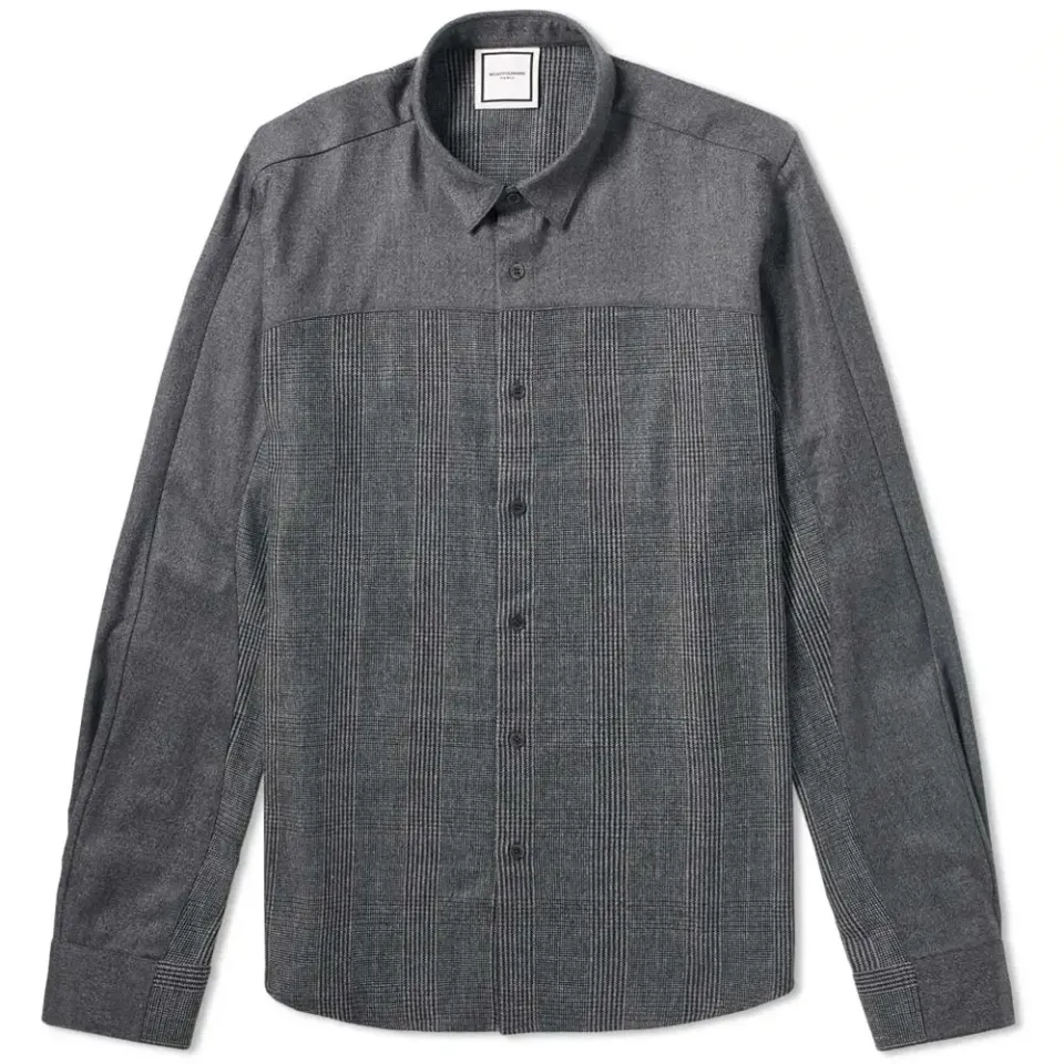 Wool Check Panel Shirt