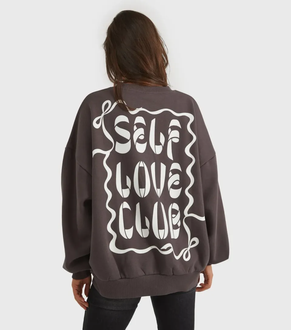 Women's Grey Self Love Club Printed Sweatshirt
