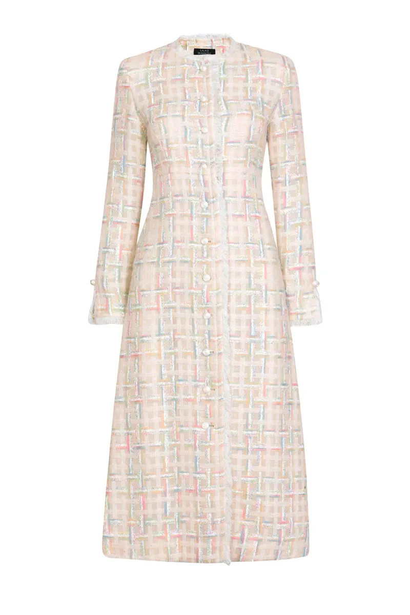 Sienna Coat in Cream/Multi Tweed