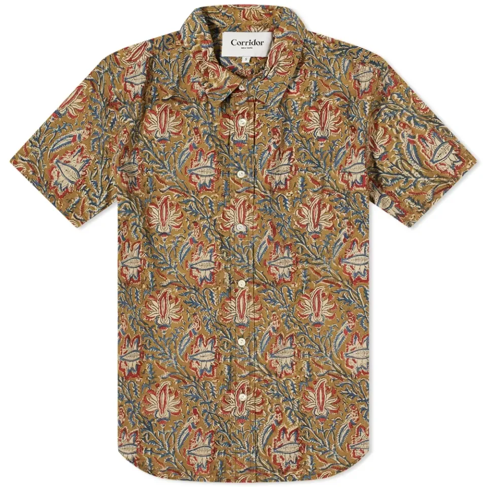 Short Sleeve Handblock Paisley Shirt