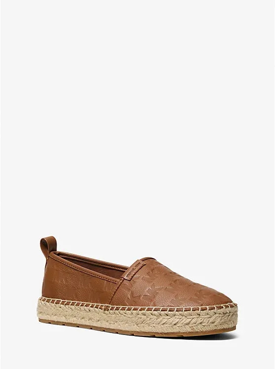 Elias Logo Embossed Leather Espadrille