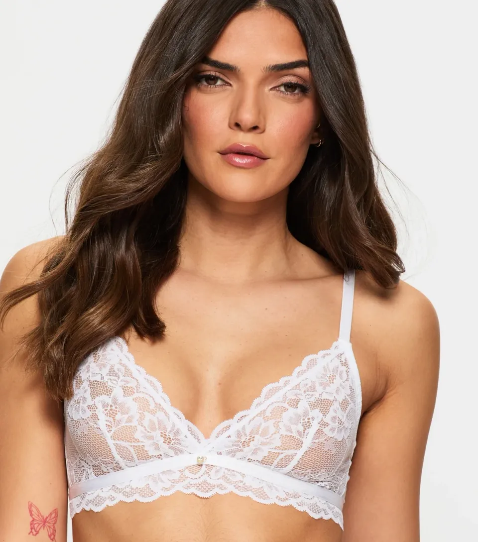 Women's White Floral Lace Bralette