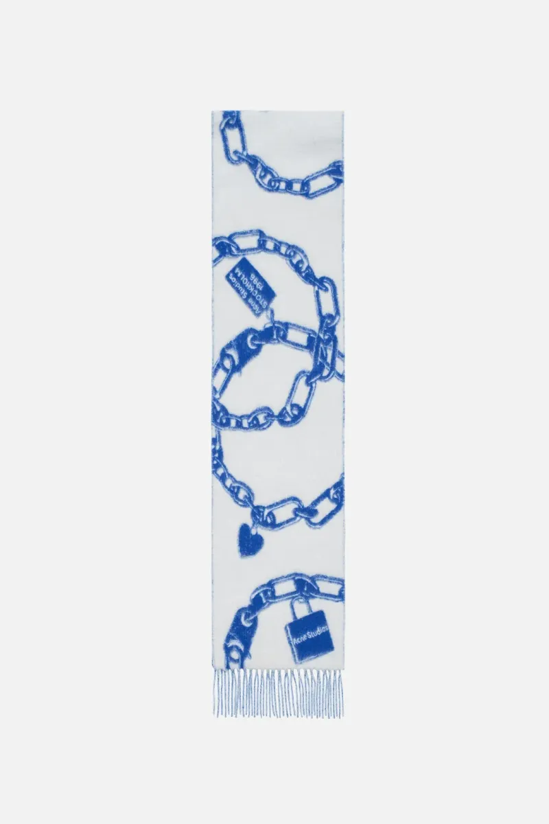 Chain logo wool scarf