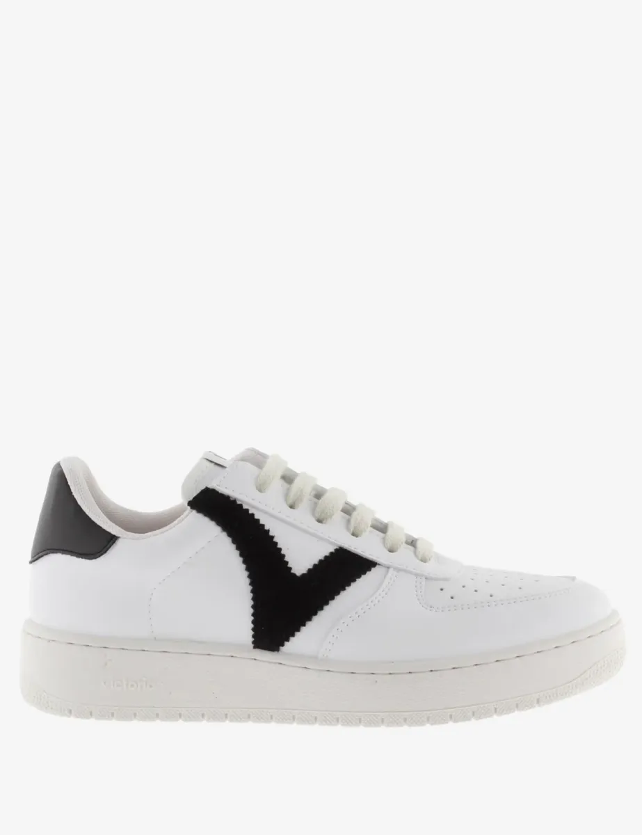 Madrid Leather Lace Up Trainers White/Black