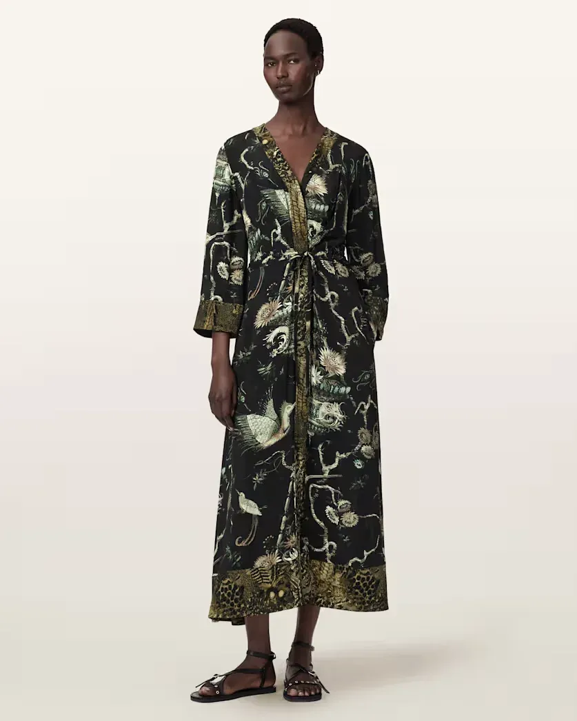 Diana Contrast Print Midi Dress