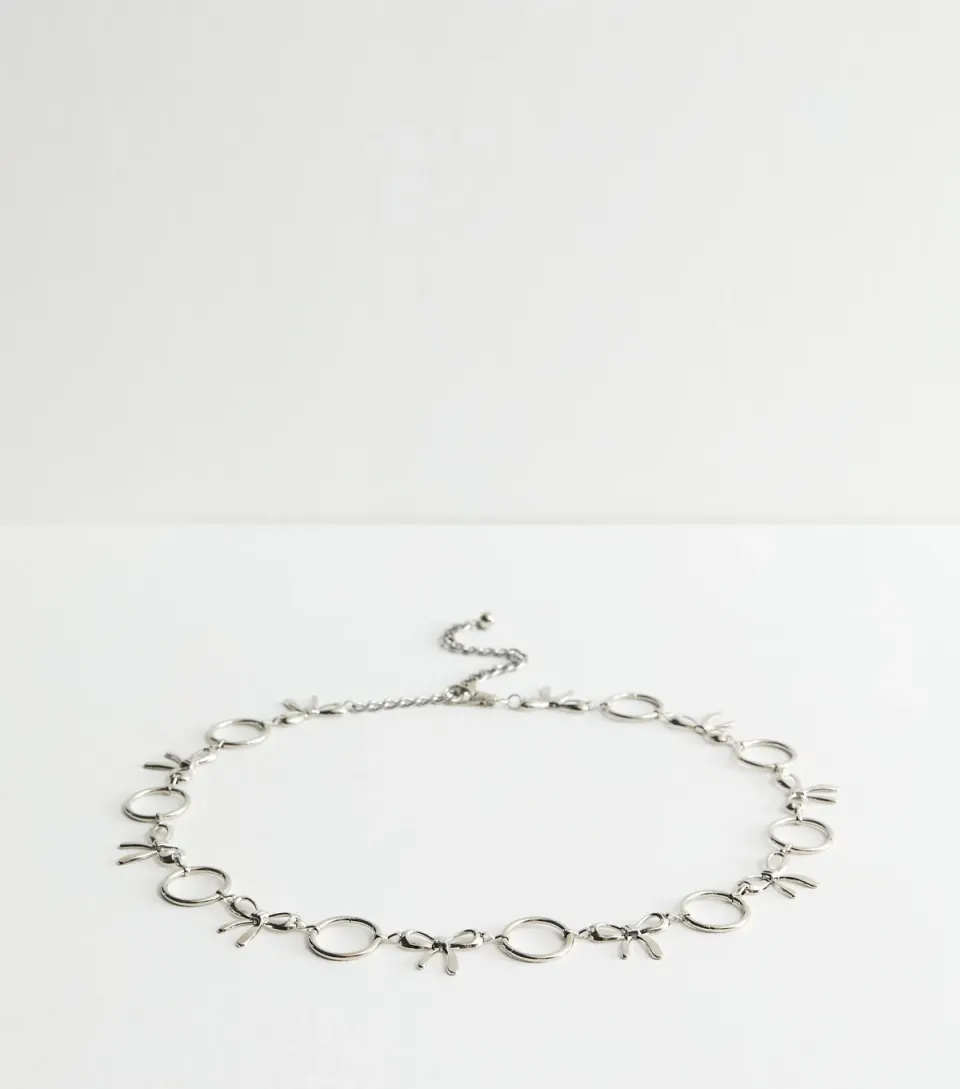 Silver Bow Link Chain Belt