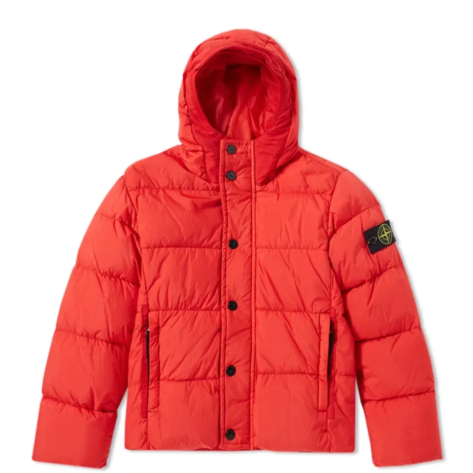 Crinkle Nylon Hooded Down Jacket
