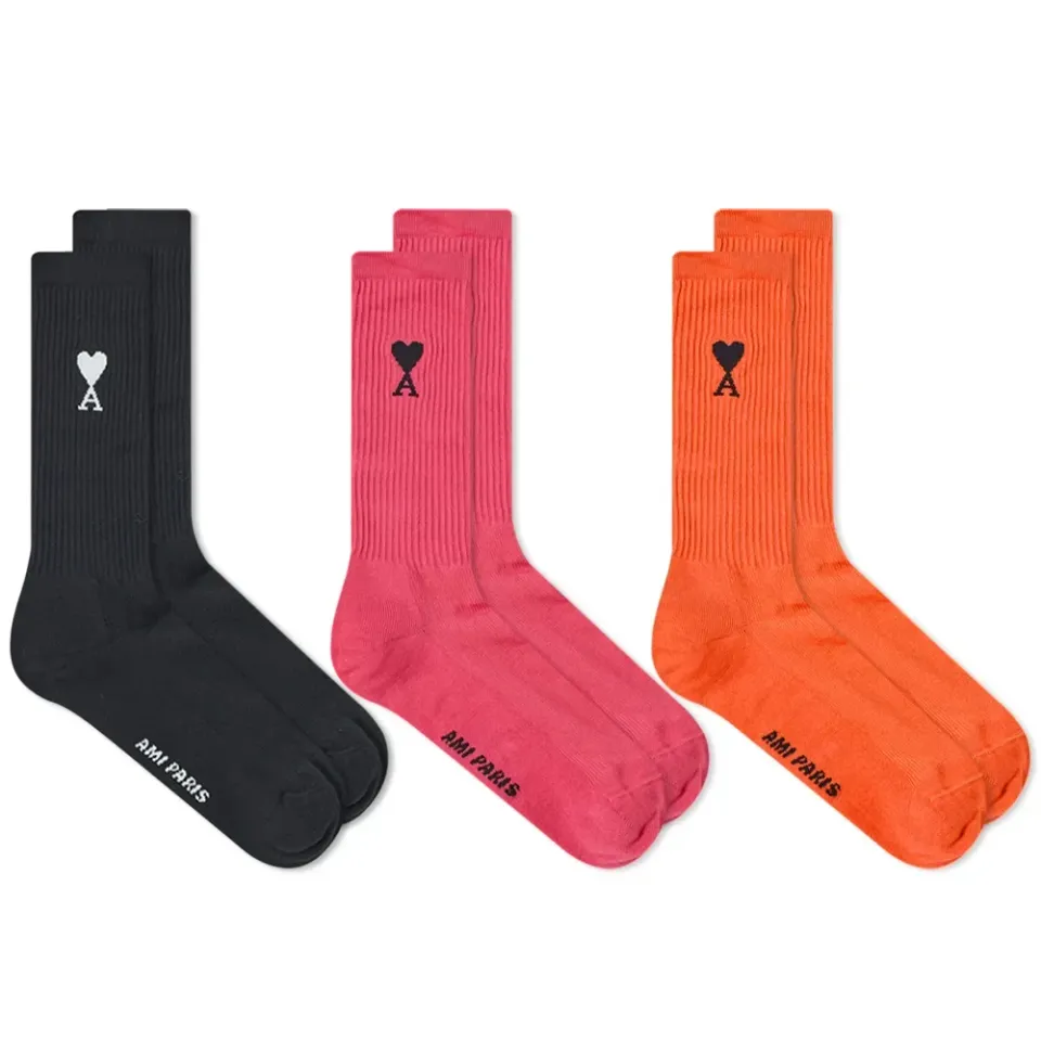 AMI Heart Logo Sock - 3 Pack