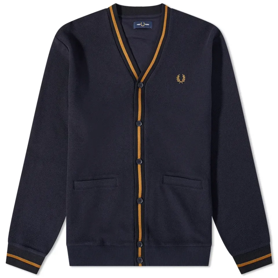 Tipped Pique Texture Cardigan