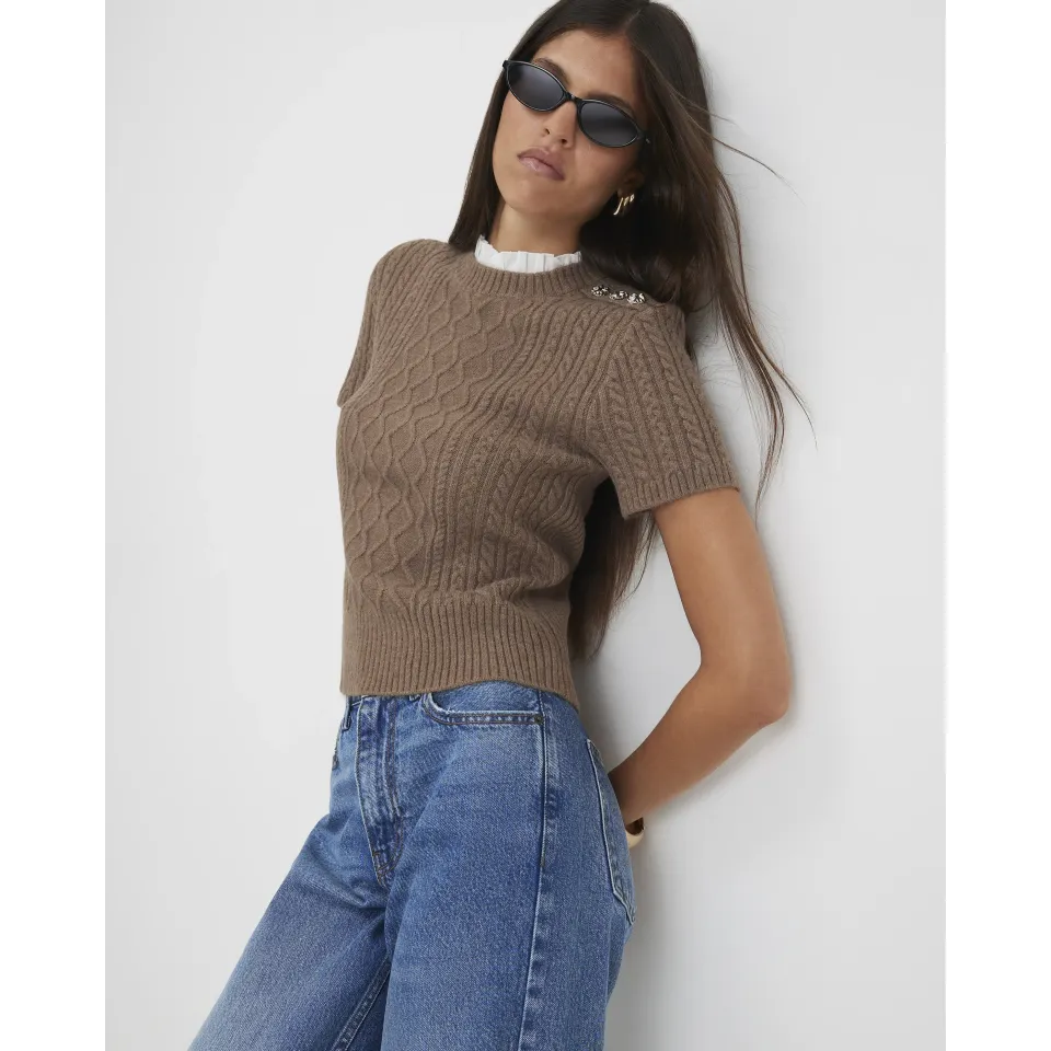 Cable Knit Collared Top