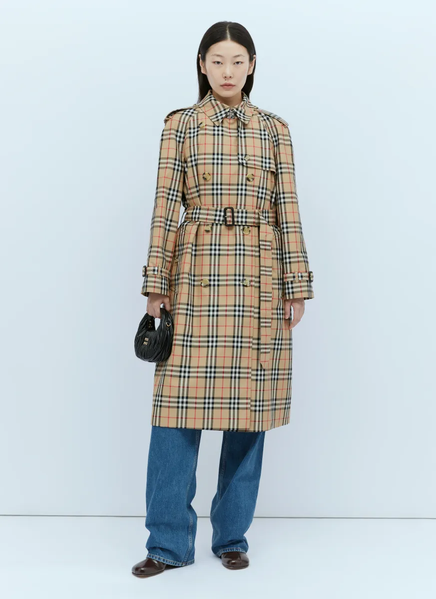 Check Cotton Gabardine Trench Coat