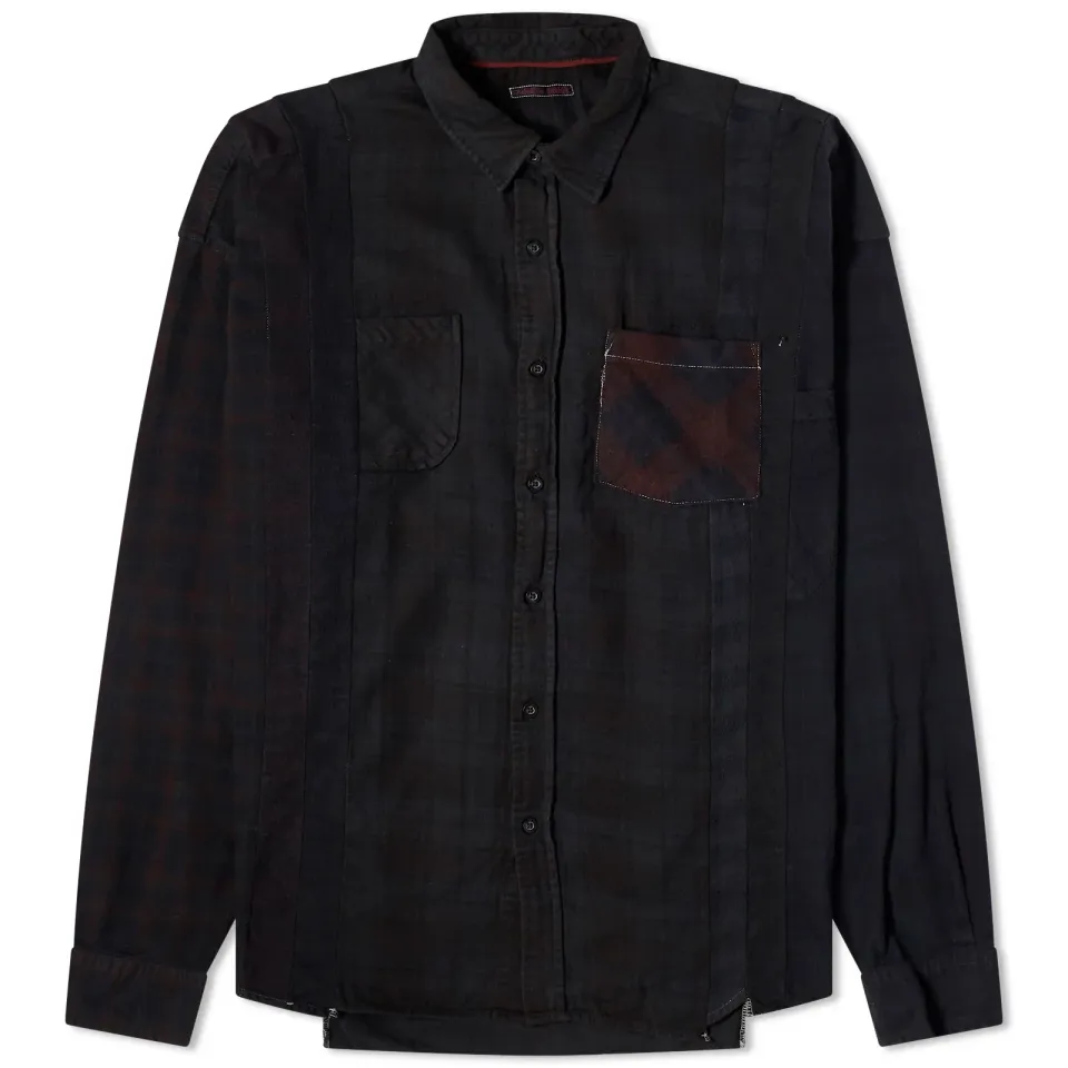 7 Cuts Wide Over Dyed Flannel Shirt