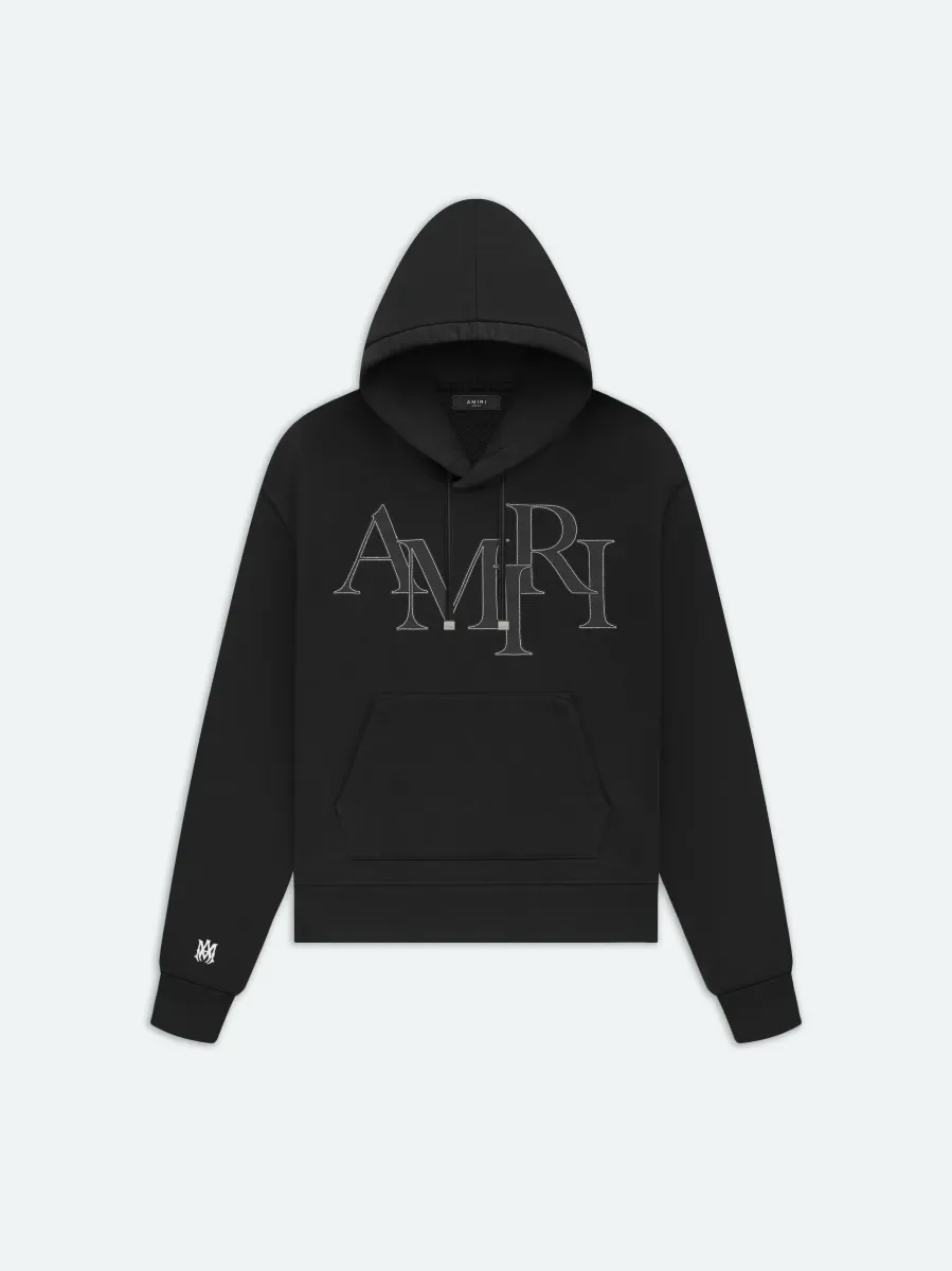 STAGGERED LOGO HOODIE - Black
