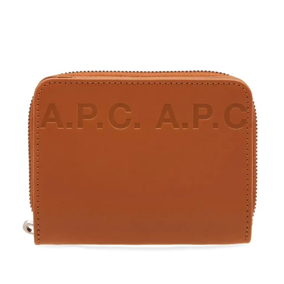 A.P.C. Emmanuel Logo Leather Zip Wallet