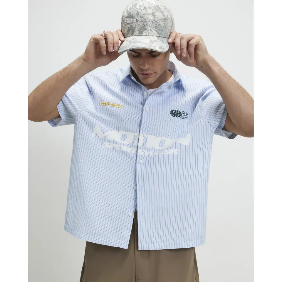 Boxy Fit Striped Motion Shirt