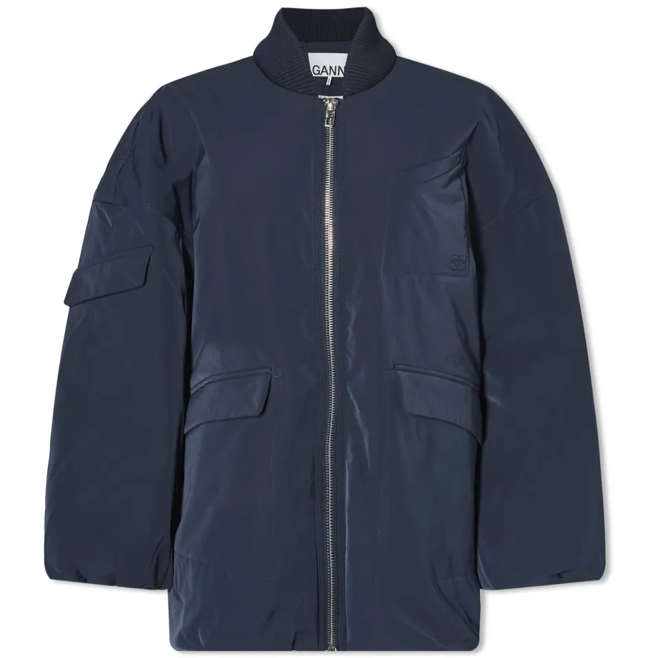Light Twill Oversized Bomber Jacket