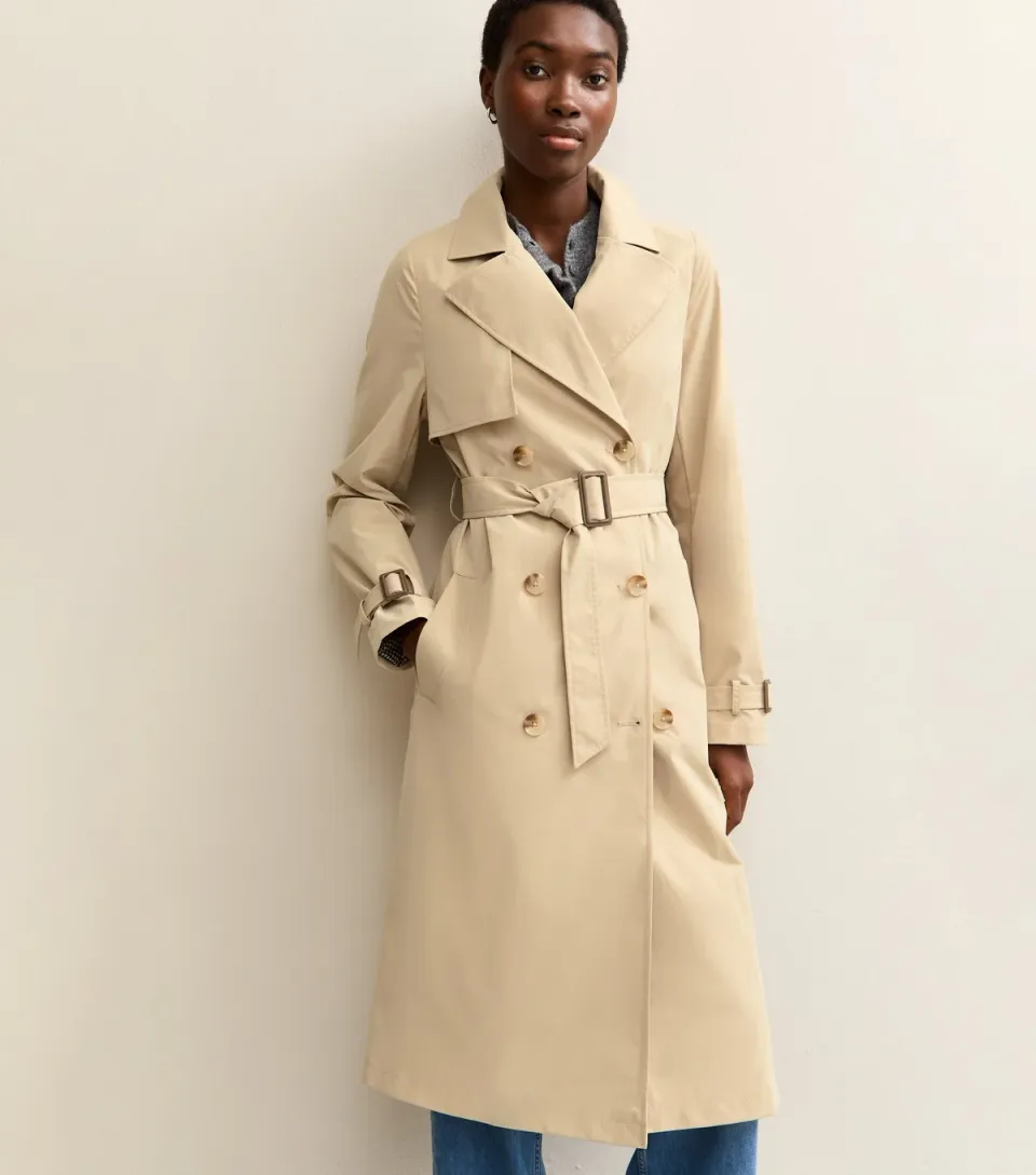 Women's Tall Stone Double Breasted Mac Trench Coat