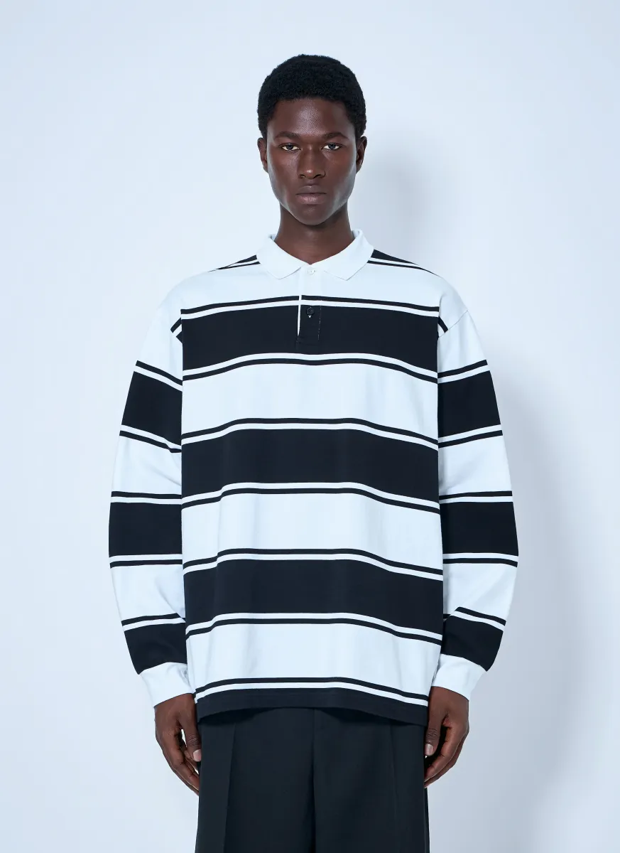 Striped Logo-Patch Polo Shirt