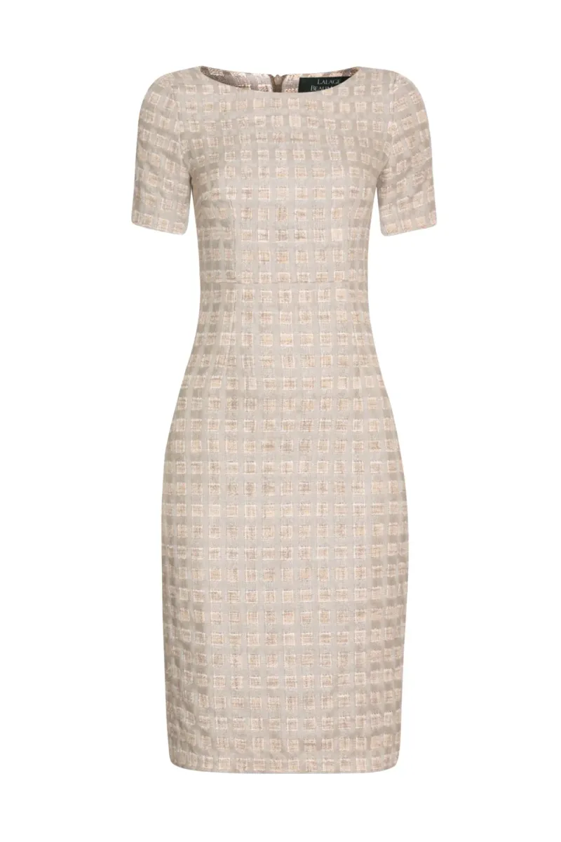 Taupe/Ivory Summer Tweed Dress - Angie