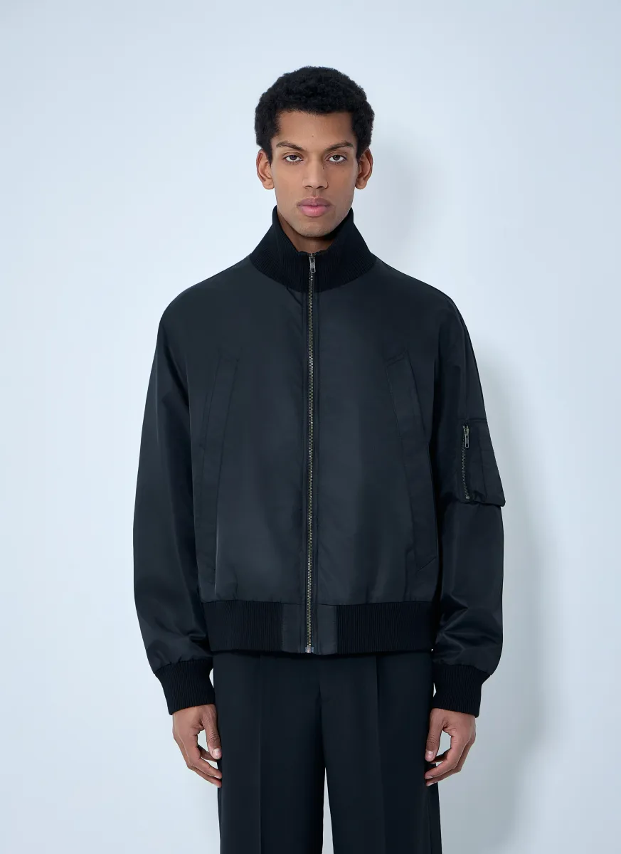 High-Collar Bomber Jacket