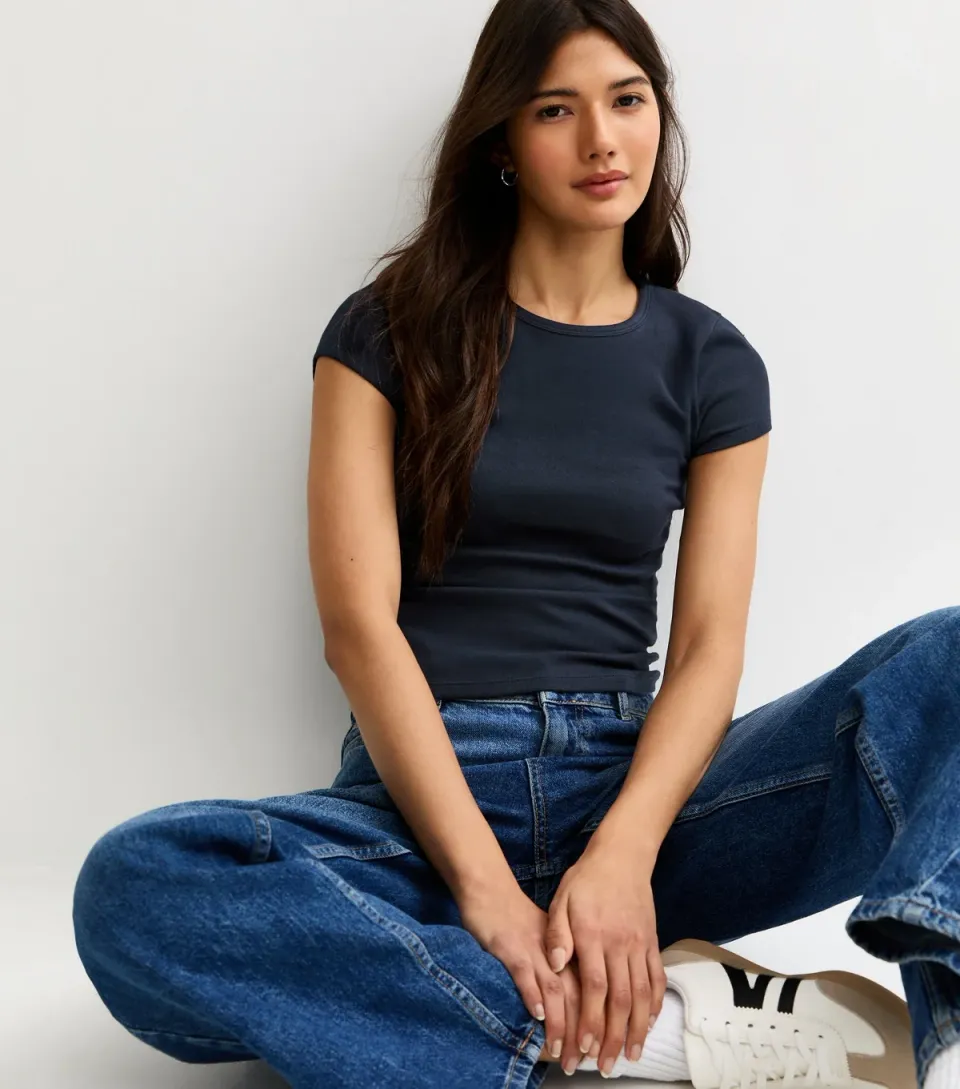 Women's Navy Cotton Rich Baby Tee