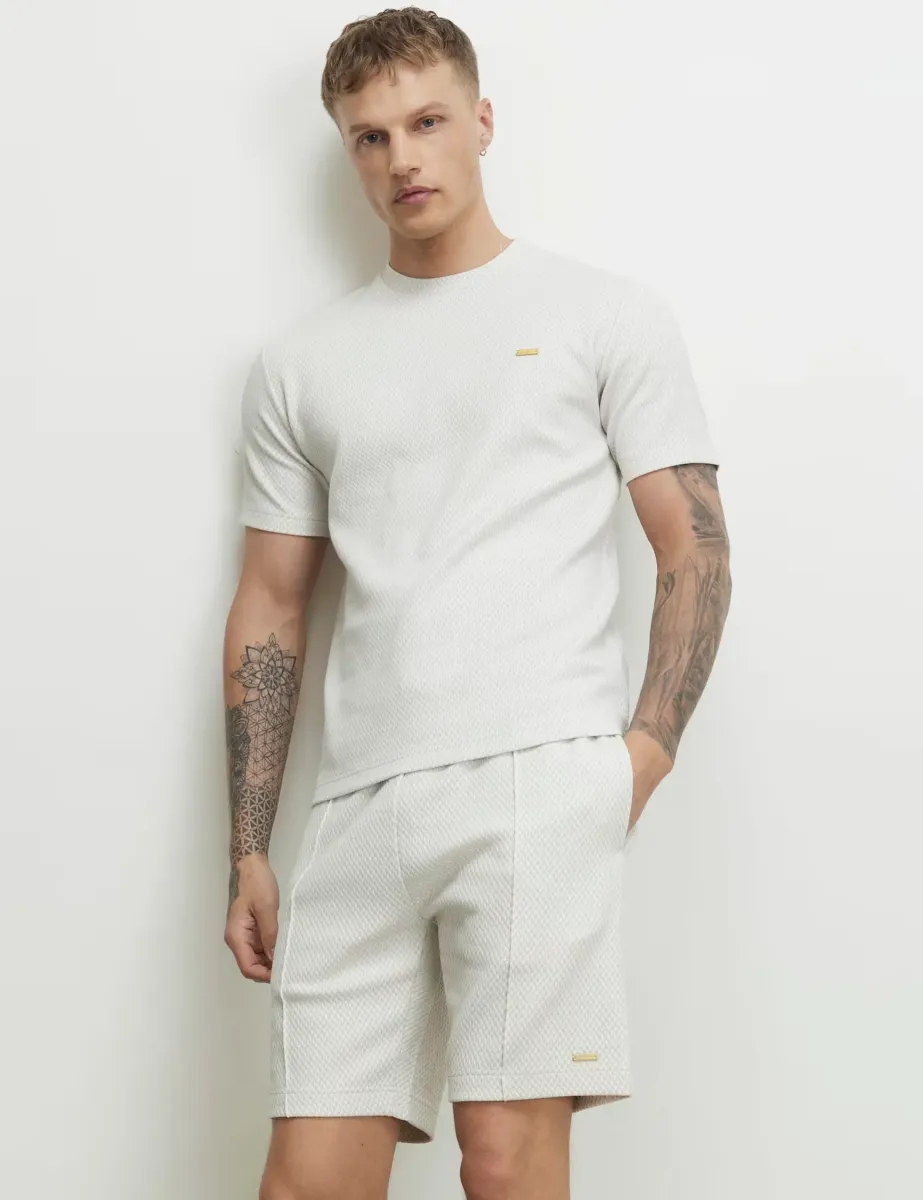 Slim Fit Cotton Rich Textured T-Shirt Grey