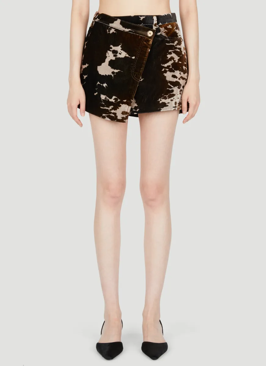 Velvet Cow Print Mini Skirt