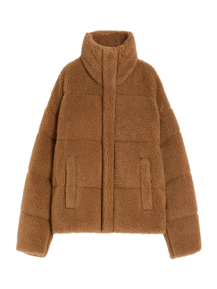 Cropped Wool Down Jacket Camel