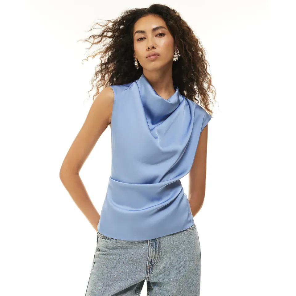Satin Cowl Neck Tank Top