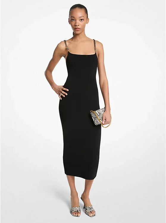 Embellished Viscose Blend Midi Dress