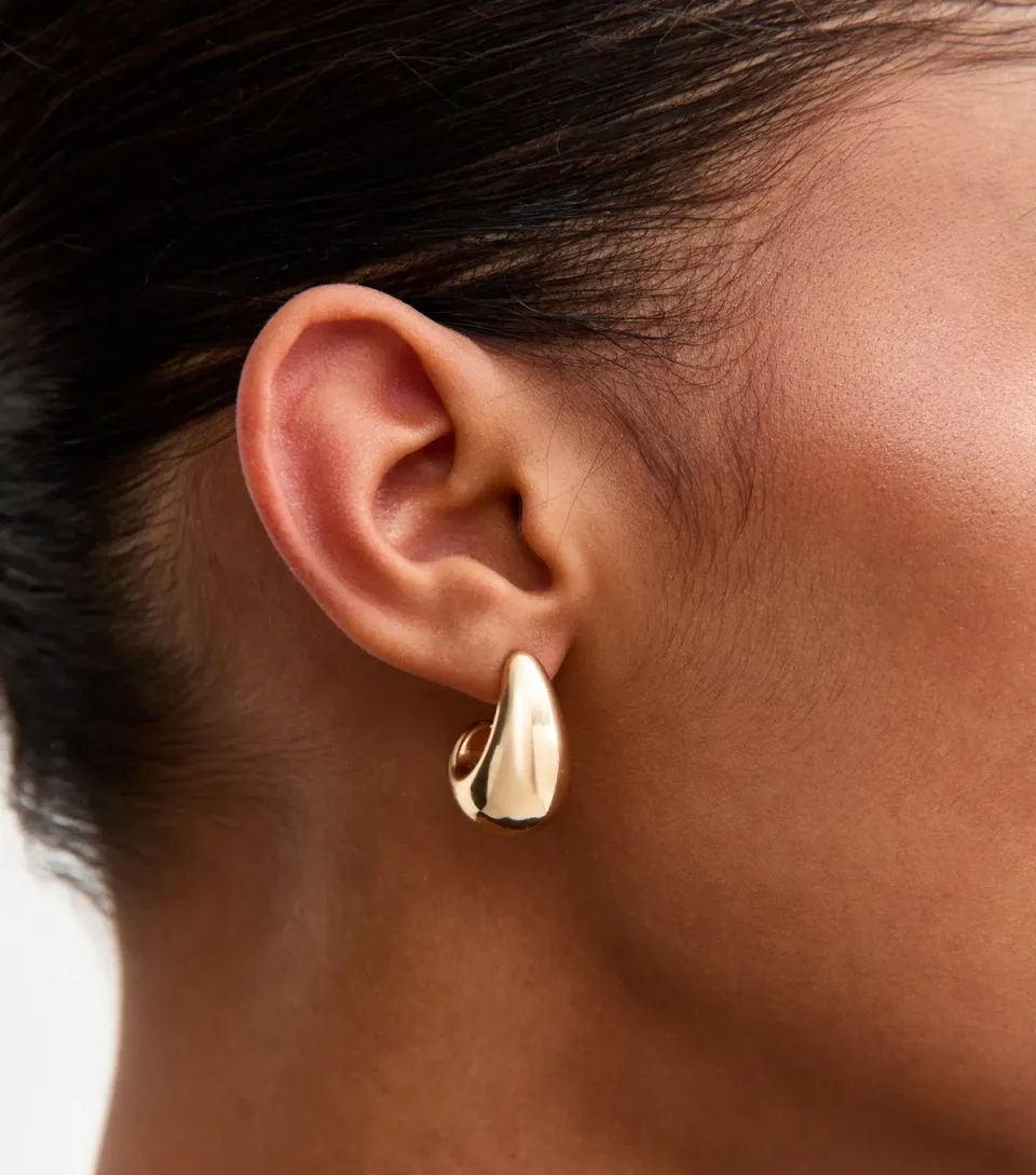 Gold Tone Teardrop Stud Earrings