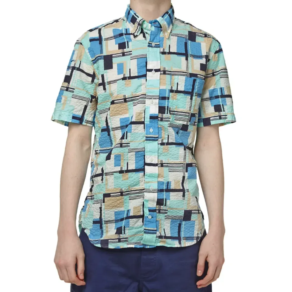 Seersucker Print Short Sleeve Shirt