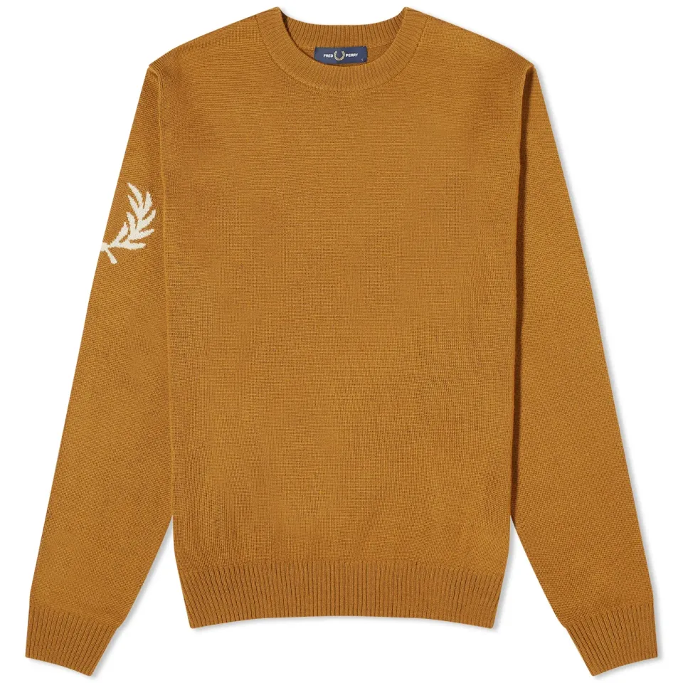 Intarsia Laurel Wreath Crew Neck Knit