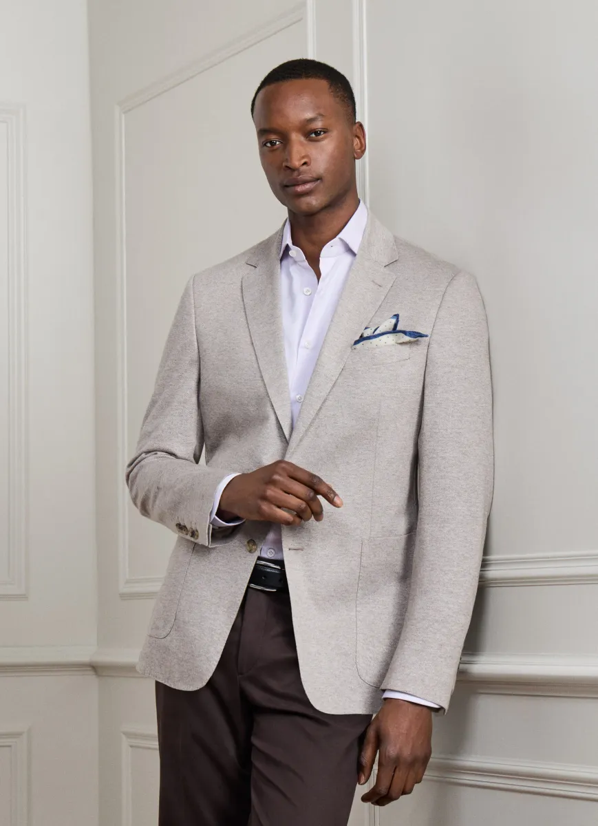 Lightweight Cotton-Linen Pique Blazer