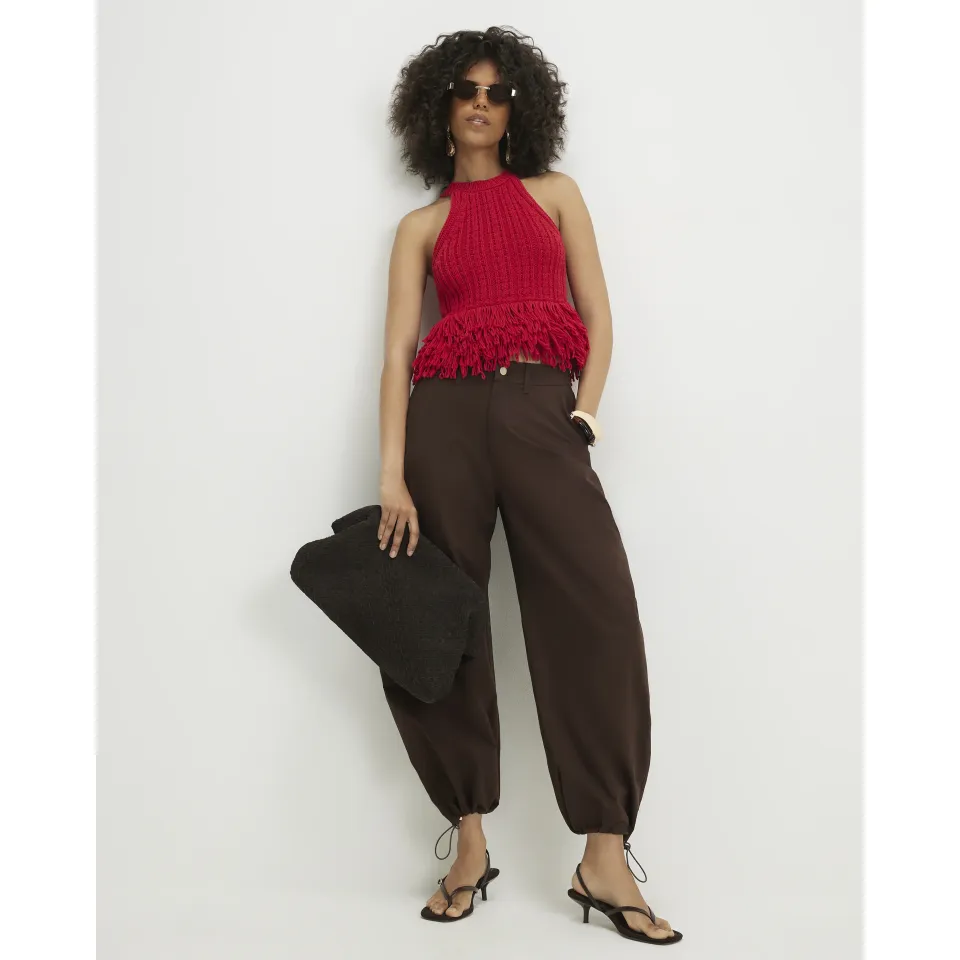 Drawstring Cuff Balloon Leg Trousers