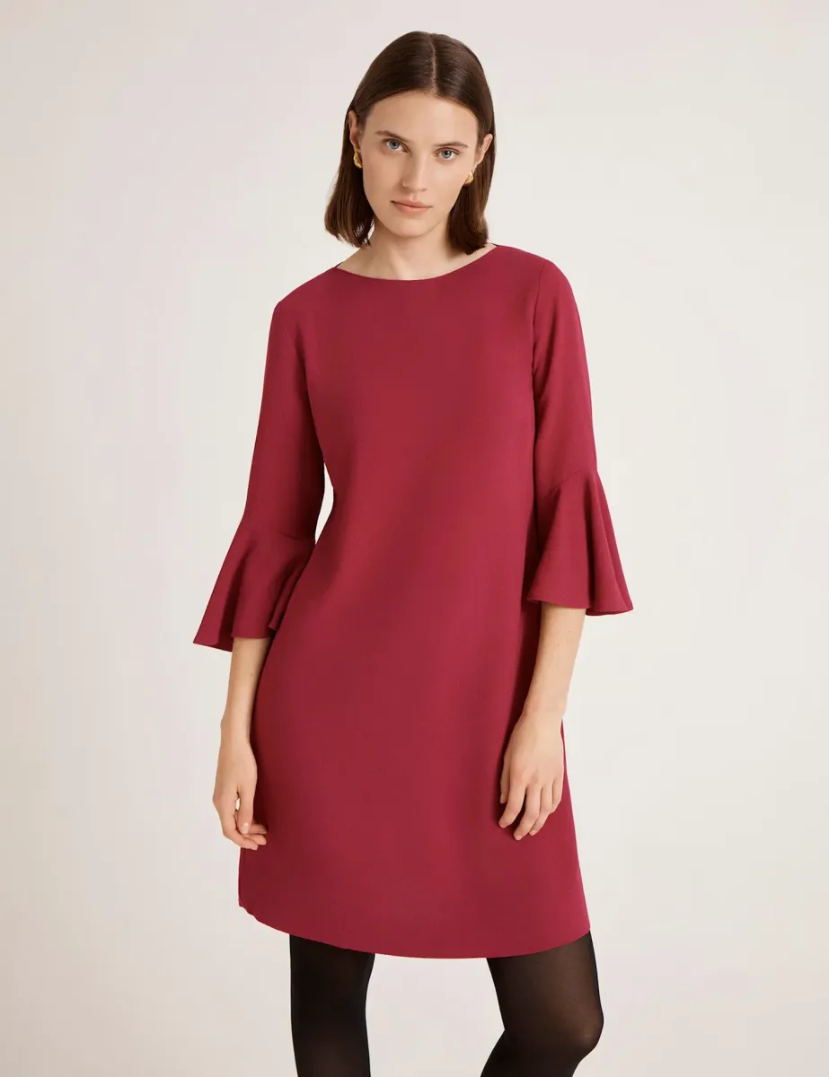 Crepe Frill Sleeve Mini Dress Purple