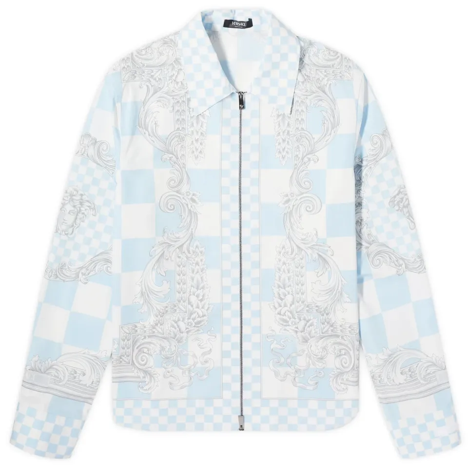 Checkerboard Medusa Print Zip Blouson