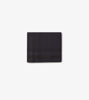 City Check Bifold Wallet in Navy - Men, Cotton, Technical