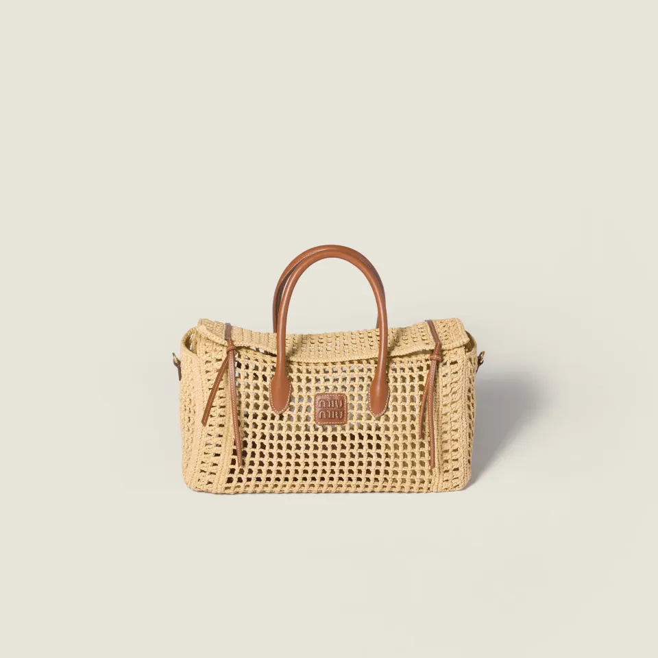 Raffia top-handle bag