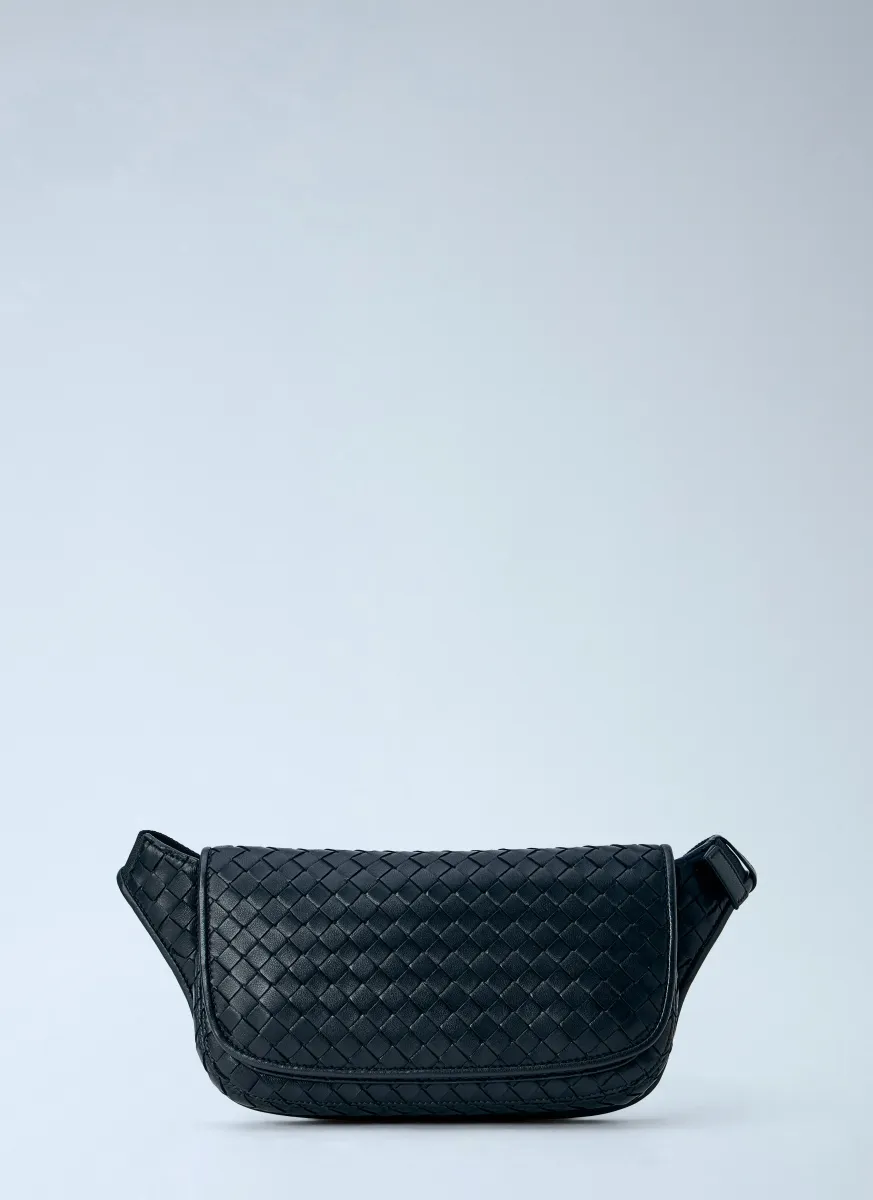 Intrecciato Woven Leather Belt Bag