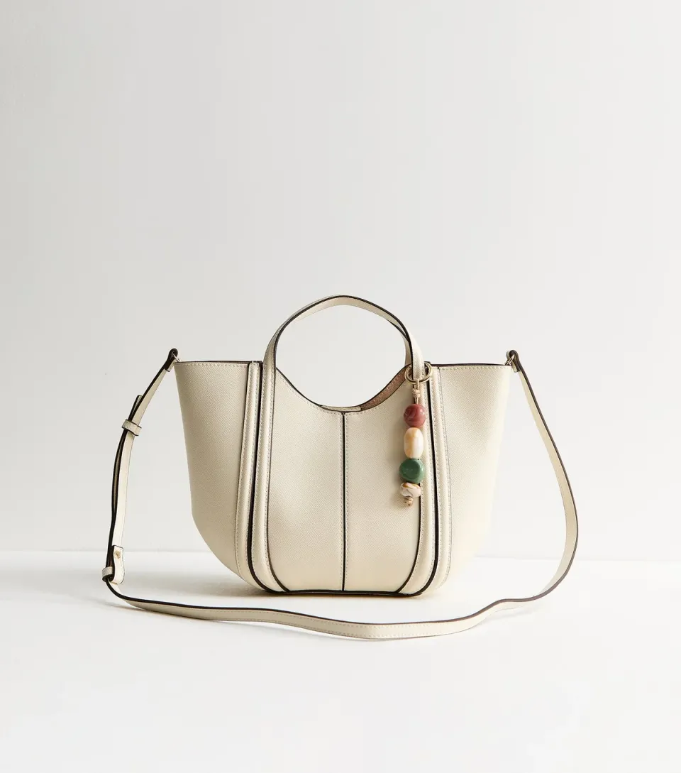 White Faux Leather Scoop Top Mini Tote Bag Vegan