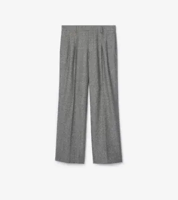 Puppytooth Check Wool Tailored Trousers in Titanium grey/black