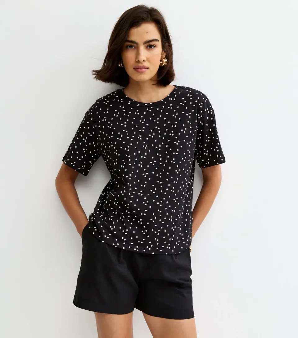 Women's Black Polka Dot T-Shirt