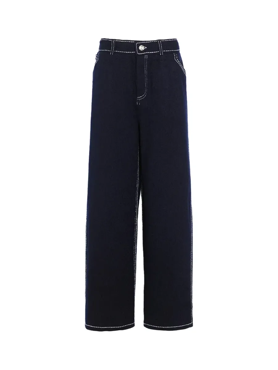 cashmere cotton denim trousers Navy