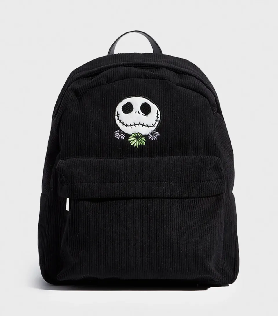 Black Nightmare Before Christmas Embroidered Corduroy Backpack